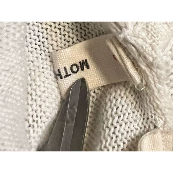 Anthropologie Moth Lazuli Beaded White Tie Front Linen Blend Cardigan Sweater S - Picture 12 of 13